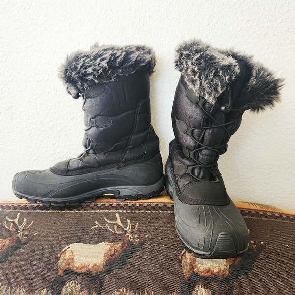 Kamik Women's Snow Boots Black Fur Thinsulate Lined Winter Waterproof Size 10 - Picture 5 of 9